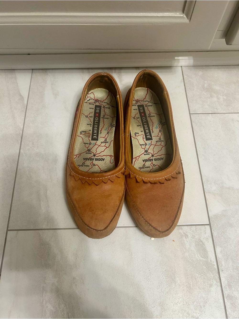 Oliberte Tan Genuine Leather Flats Size 8 Women’s